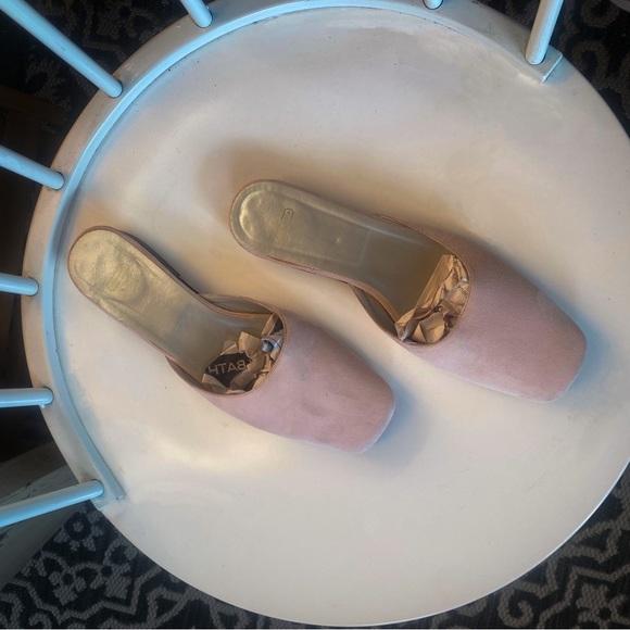 Coach Suede Slides with Low Stacked Wood Heel & Square Toe Ballet Pink Mules - Picture 3 of 8